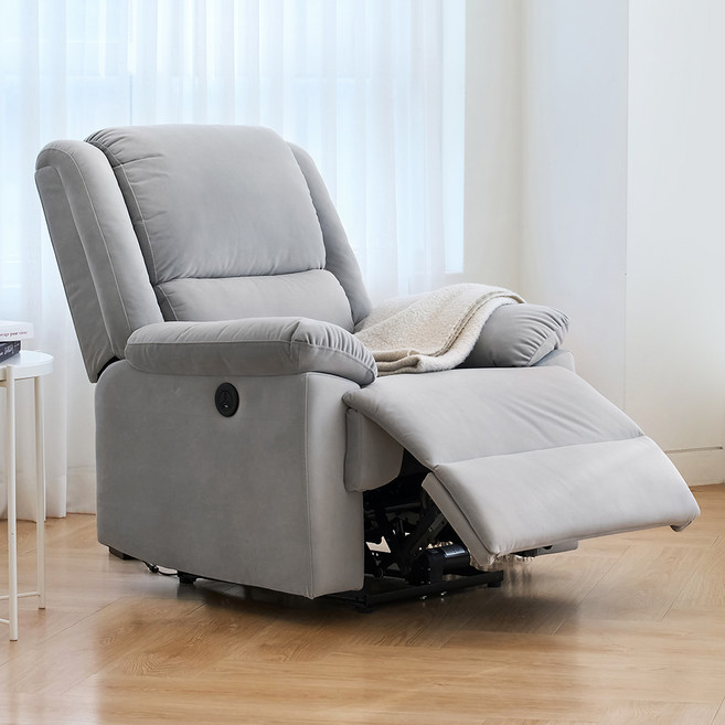 웰퍼니쳐 리우 전동 리클라이너 1인 소파 방문설치, 라이트 그레이