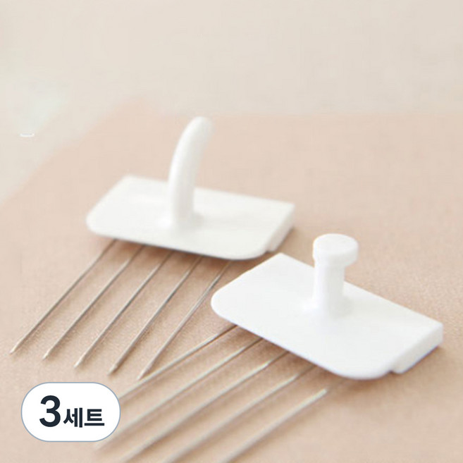 꼭꼬핀 벽지핀 일자형 3p + U자형 3p 세트, 화이트, 3세트