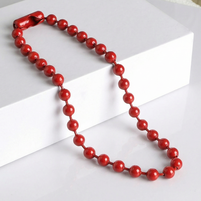 마메 컬러 볼체인 군번줄 키링 연결고리, 레드, 50개