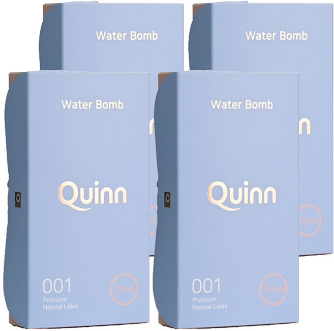 Quinn 001 워터밤 수용성 젤 콘돔, 12개입, 4개