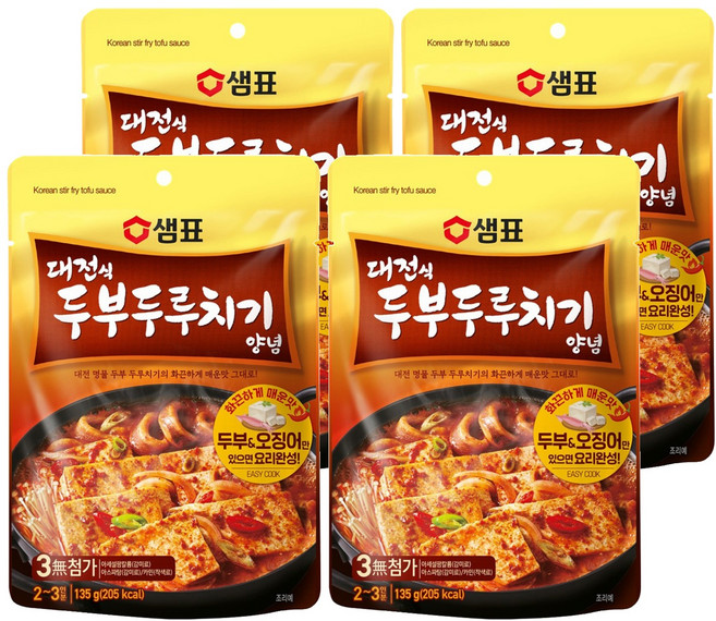 샘표 대전식 두부두루치기 양념, 4개, 135g