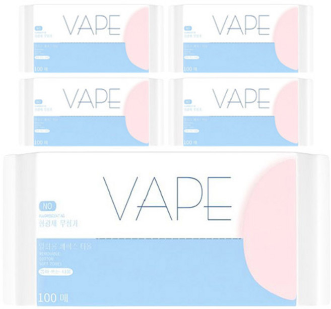 VAPE 팝업타입 일회용 페이스 타올, 100매, 5개