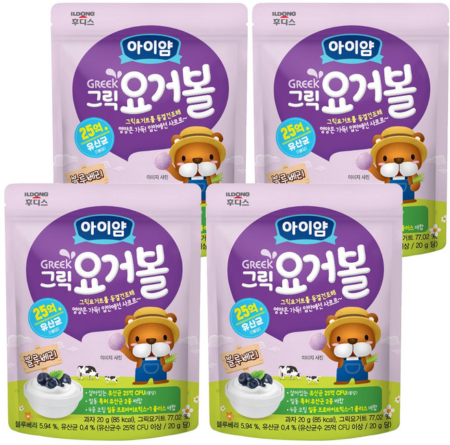 아이얌 그릭요거볼, 블루베리맛, 20g, 4개