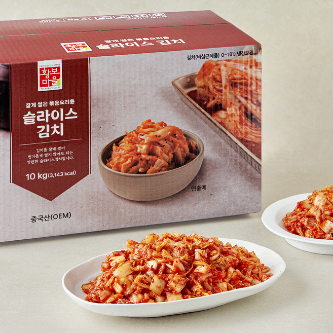황보마을 슬라이스김치, 10kg, 1개