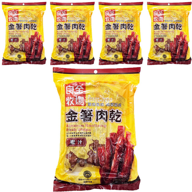 良金牧場 高粱豬肉金箸肉乾 蜜汁, 165g, 5包