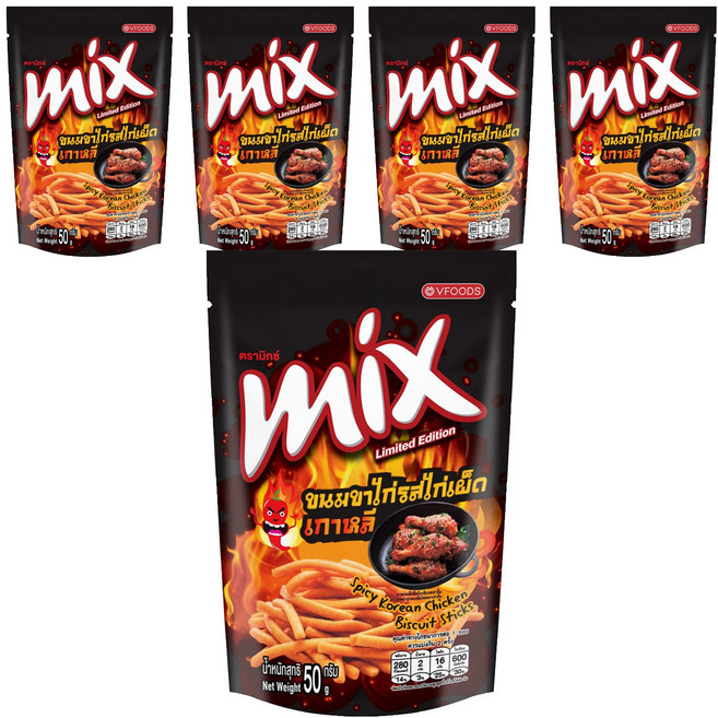 VFOODS Mix忍味條餅乾 韓式辣雞味, 50g, 5包