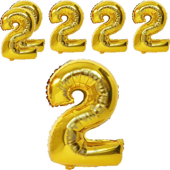 數字氣球 約32吋, 亮金色, 6個