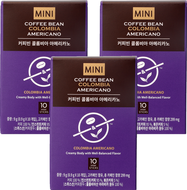 The Coffee Bean 哥倫比亞美式即溶咖啡, 0.9g, 10條, 3盒