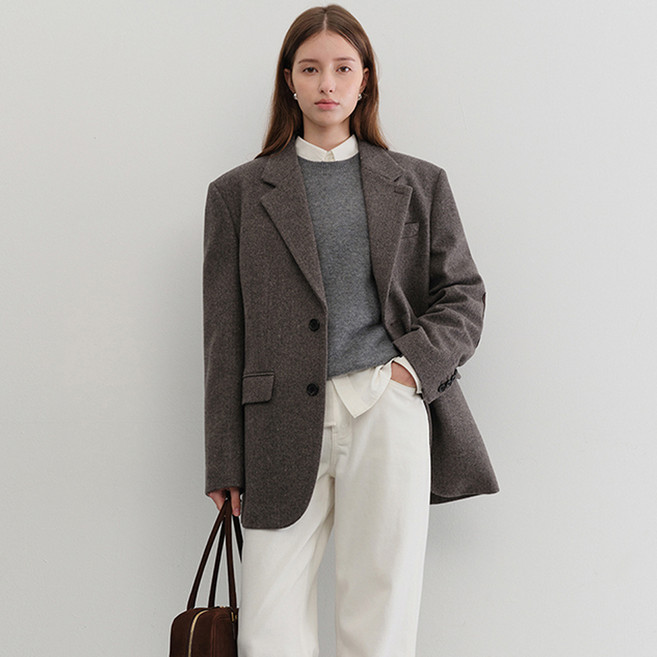 던스트 남녀공용 빈티지 테일러드 울 블레이저 재킷 UDJA5C101