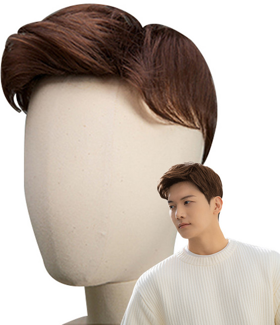 가발나라 남성 투블럭 리젠트 포마드 부분가발, 브라운믹스, 1개