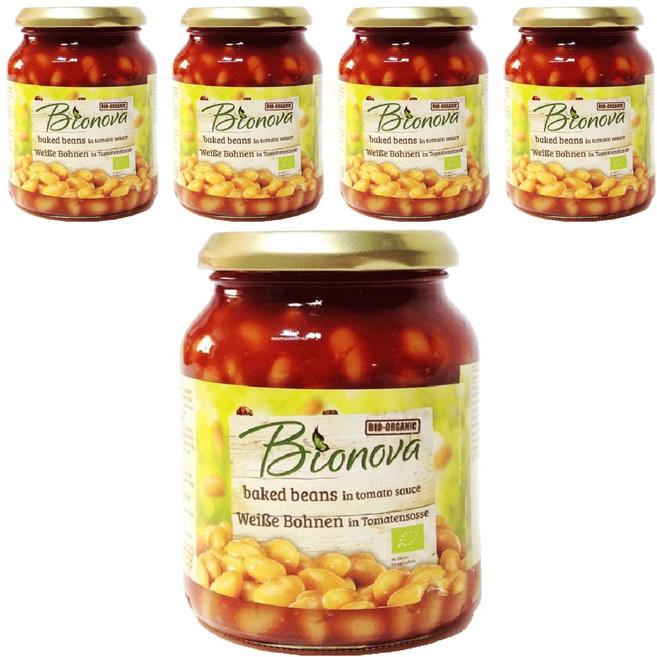 바이오노바 유기농 베이크드 빈 인 토마토소스, 5개, 340g