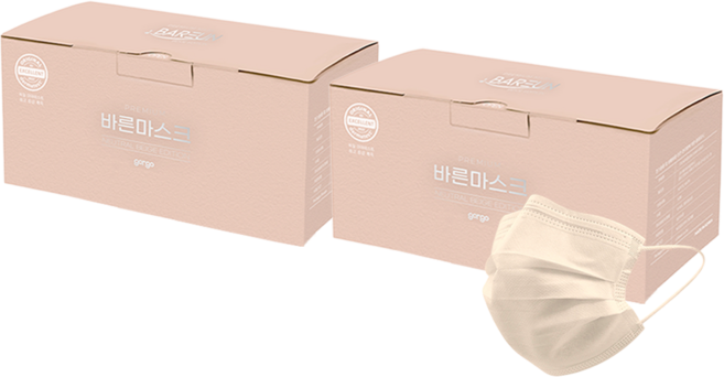 고르고 바른 마스크 성인용 대형, 50매입, 2개, 뉴트럴베이지