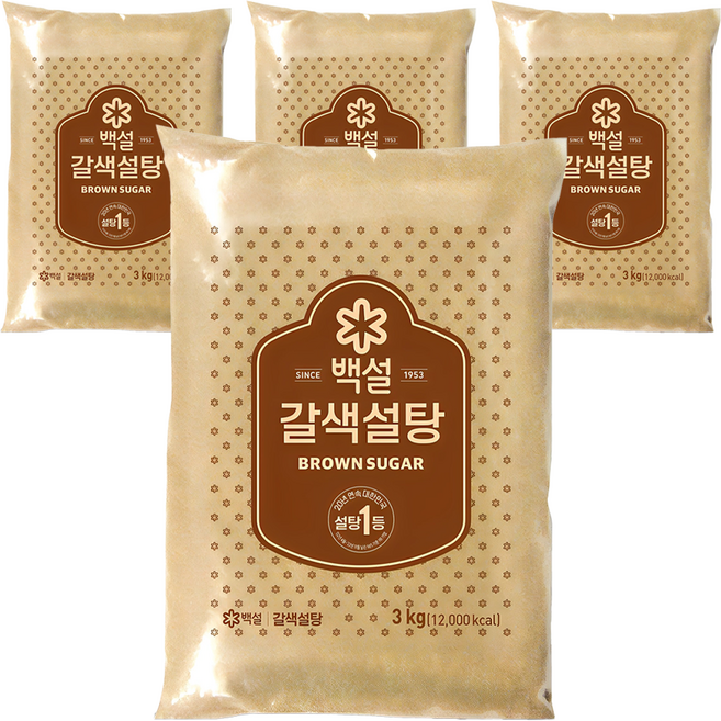 백설 갈색설탕, 3kg, 4개