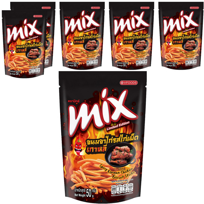 VFOODS Mix忍味條餅乾 韓式辣雞味, 50g, 6包