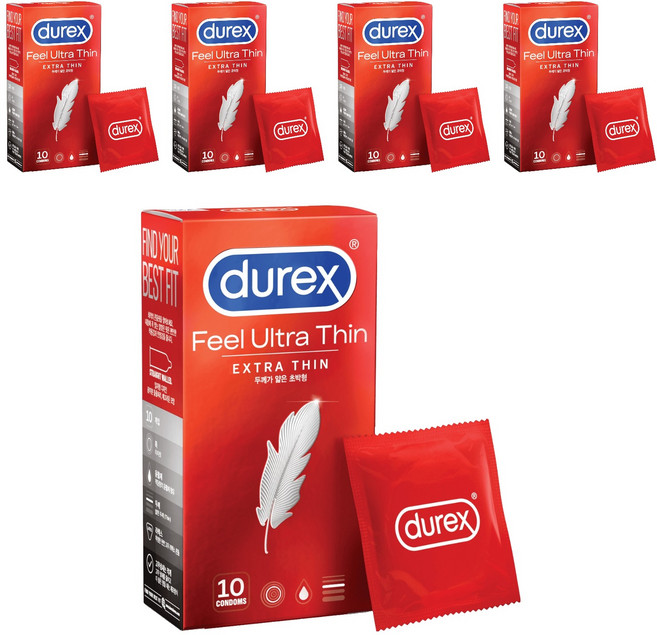 듀렉스 필 울트라 씬 초박형 콘돔, 10개입, 5개