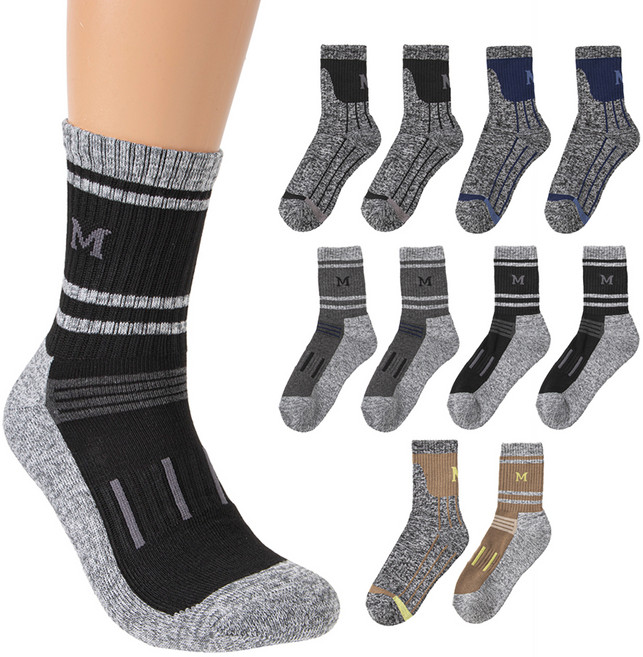 베이스알파에센셜 남성용 등산 작업용 양말 10종 세트, 멀티 컬러, 1세트