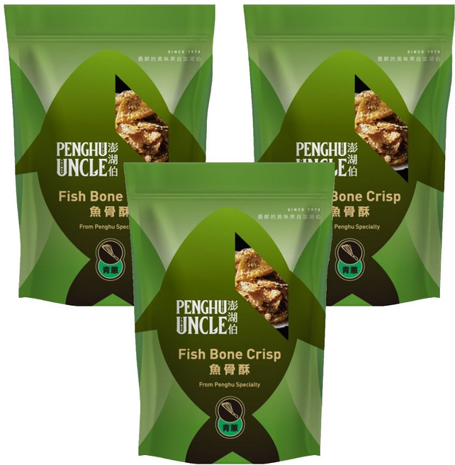 澎湖伯 魚骨酥 青蔥, 100g, 3包