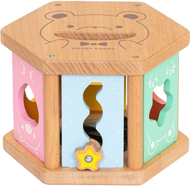 WOODY PUDDY 寶寶第一個大口吃配對魔術箱, 混和顏色, 1個