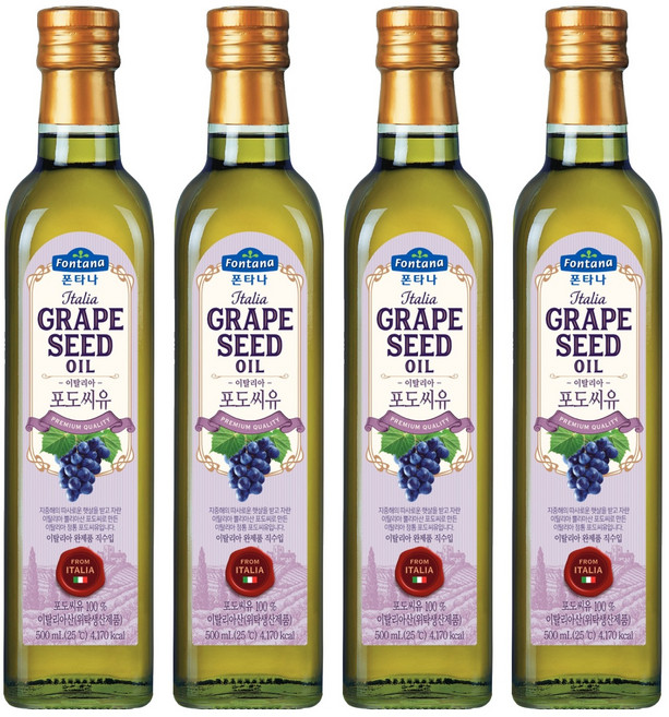 폰타나 이탈리아 포도씨유 마라스카, 500ml, 4개