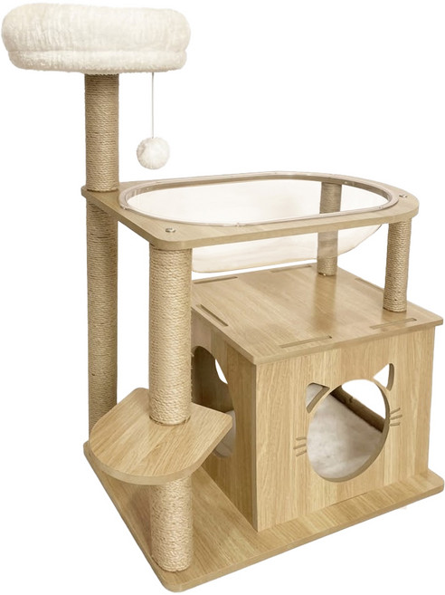 KAOJING 高精寵物 橢圓太空艙貓跳台, 原木色, 1個
