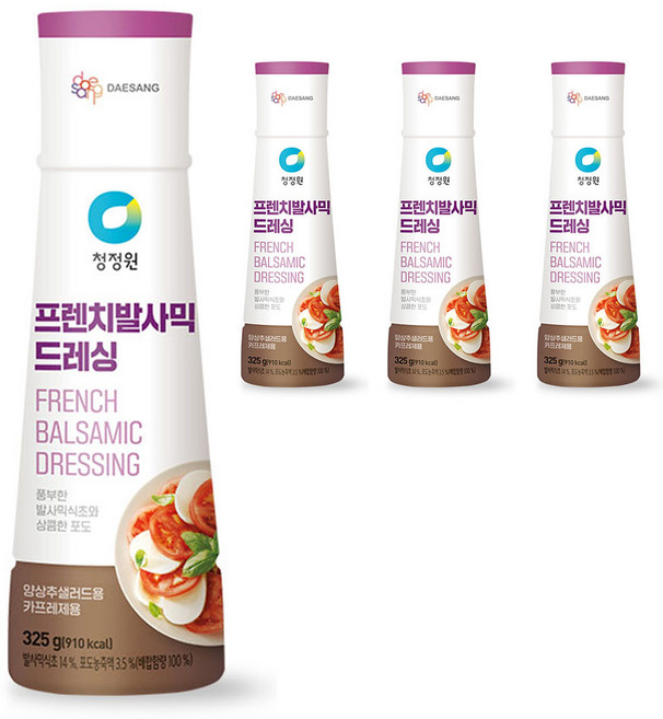 청정원 프렌치 발사믹 드레싱 소스, 325g, 4개