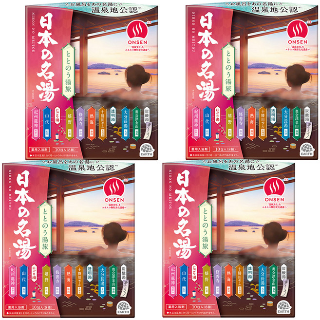 BATHCLIN 巴斯克林 日本名湯之旅 Totonou溫泉入浴劑8種套組, 300g, 4個