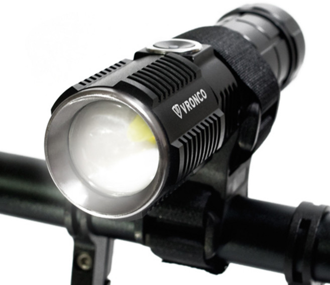 브론코 LED 자전거 라이트 + 배터리 18650 세트, 블랙(손전등), 1세트