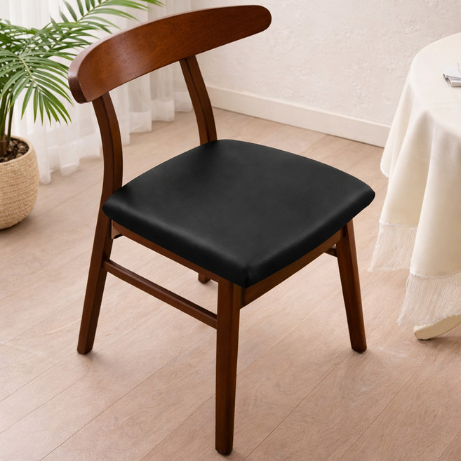 러빙랩 PU 의자 방석 커버, 블랙, 1개