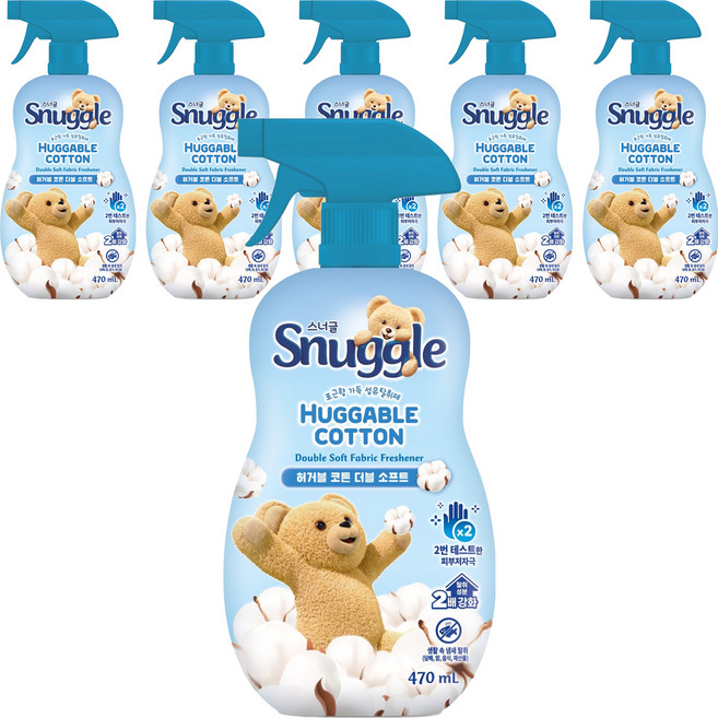 스너글 허거블 코튼 더블 소프트 섬유탈취제 본품, 470ml, 6개