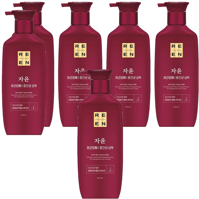 리엔 자윤 모근강화 중건성 샴푸, 500ml, 6개