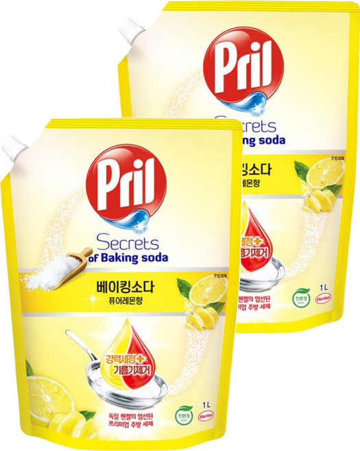 Pril 淨麗 小蘇打高效洗碗精 補充包 檸檬, 1L, 2包