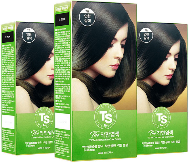 TS 더착한염색 염모제, 7호연한갈색, 3개