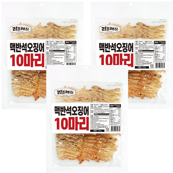 리프레쉬 맥반석오징어 10마리, 3개, 120g