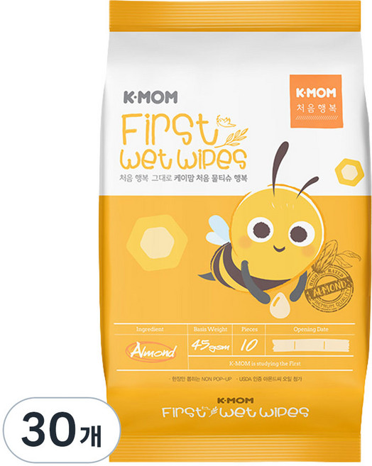 케이맘 처음물티슈 휴대용, 45g, 10매, 30개