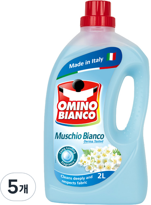 오미노비앙코 무스키오비앙코 일반드럼겸용 액상세제 화이트머스크향, 2L, 5개