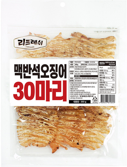 리프레쉬 맥반석오징어 30마리, 1개, 350g