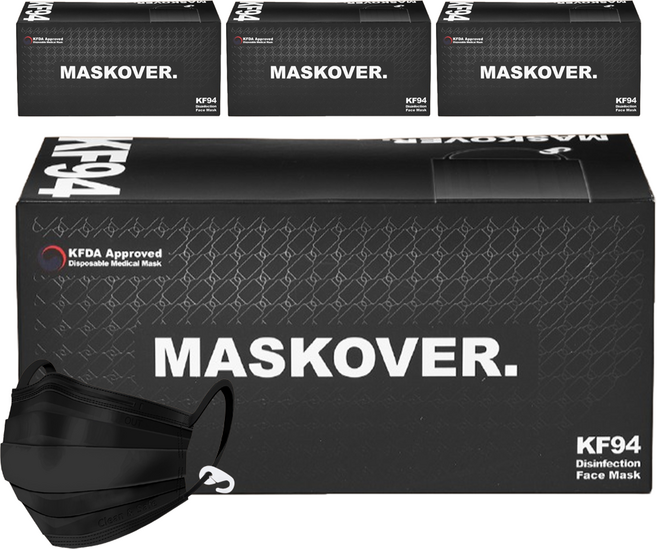 마스크오버 엠에프 황사 방역 마스크 고리형 KF94, 50개입, 4개, 블랙