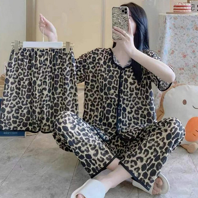 비올라 여성용 잠옷 상의 + 반바지 + 긴바지 세트 Vio0019