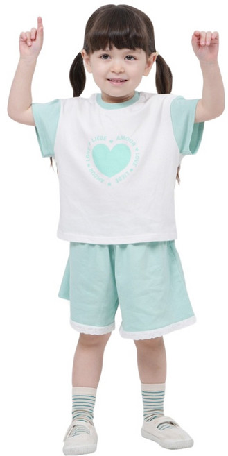KIDSCOMO Samsoni 女童透氣Rupe短袖上下套裝