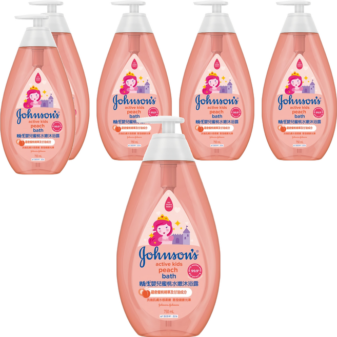 Johnson's 嬌生 嬰兒蜜桃水嫩沐浴露, 750ml, 6瓶