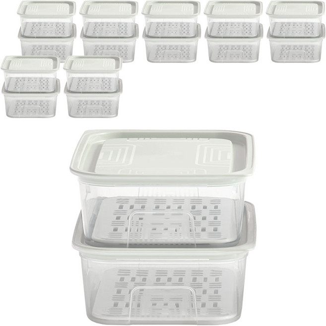 이지앤프리 프레쉬 채반 냉장고 정리용기 세트, 4세트, 1250ml(4P) + 채반(4P)