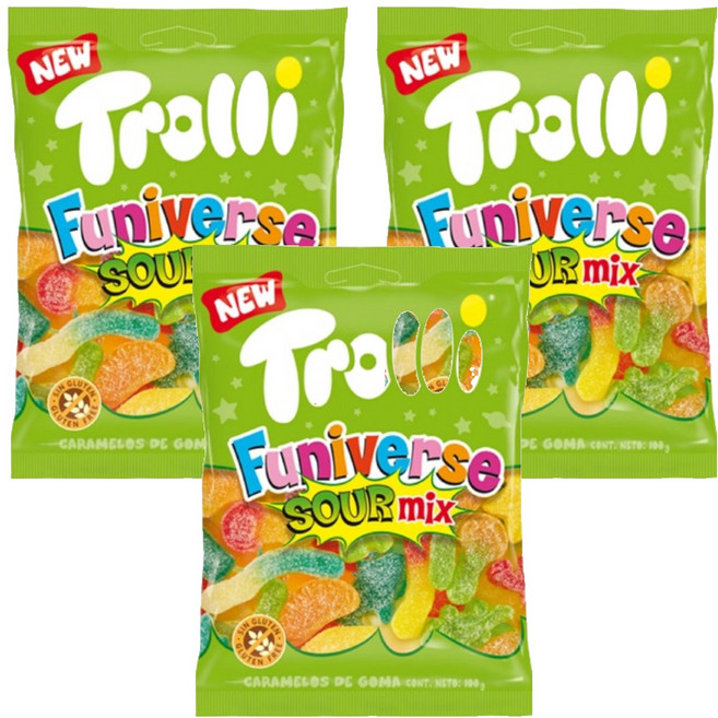 트롤리 퍼니벌스 사우어믹스 젤리, 100g, 3개