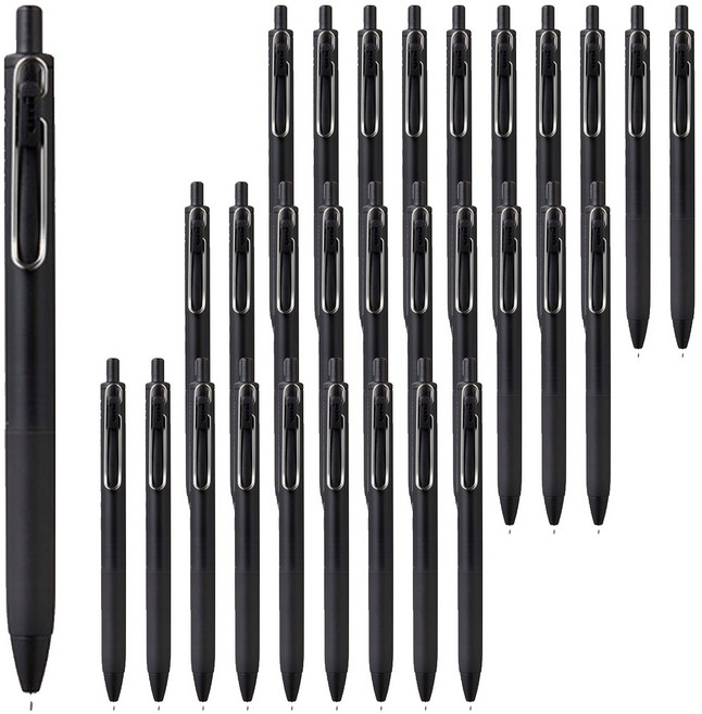 유니볼원 중성 잉크펜 0.38mm, 블랙배럴, 30개