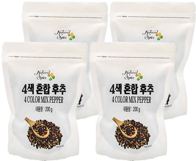 내츄럴스파이스 4색 혼합후추 리필용, 200g, 4개