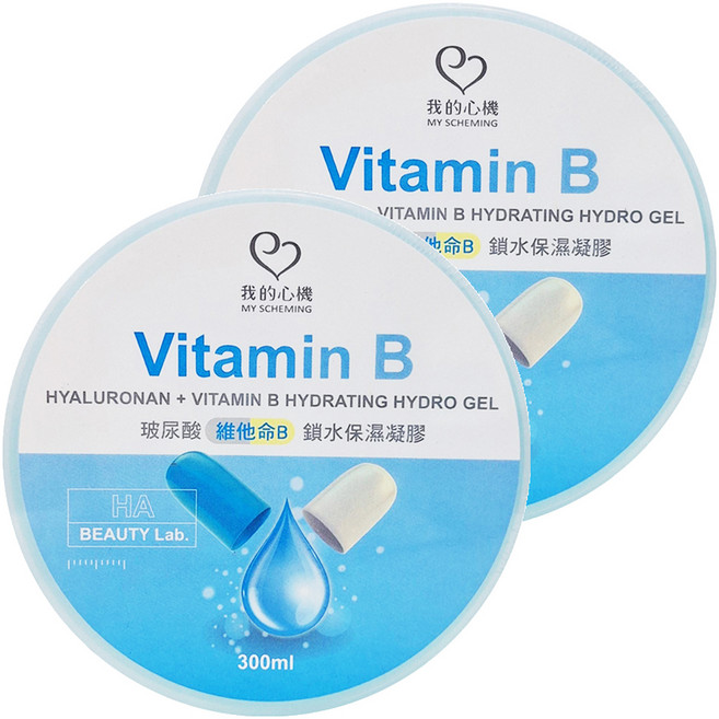 MY SCHEMING 我的心機 玻尿酸+維他命B鎖水保濕凝膠 HYALURONAN + VITAMIN B HYDRATING HYDRO GEL, 2罐, 1罐
