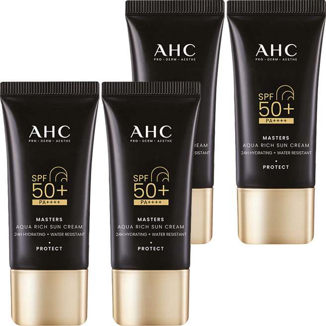 AHC 마스터즈 아쿠아 리치 선크림 SPF50+ PA++++, 30ml, 4개