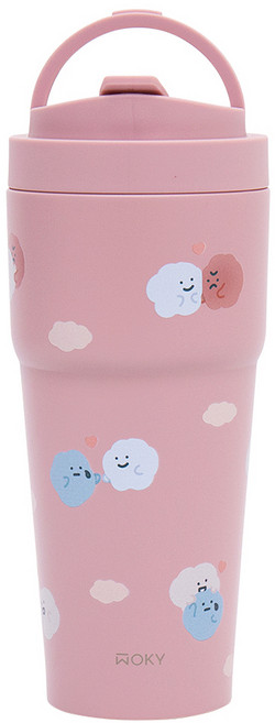 WOKY 沃廚 台灣公司貨 方坊渾圓杯, 愛的抱抱 黛粉色, 770ml, 1個