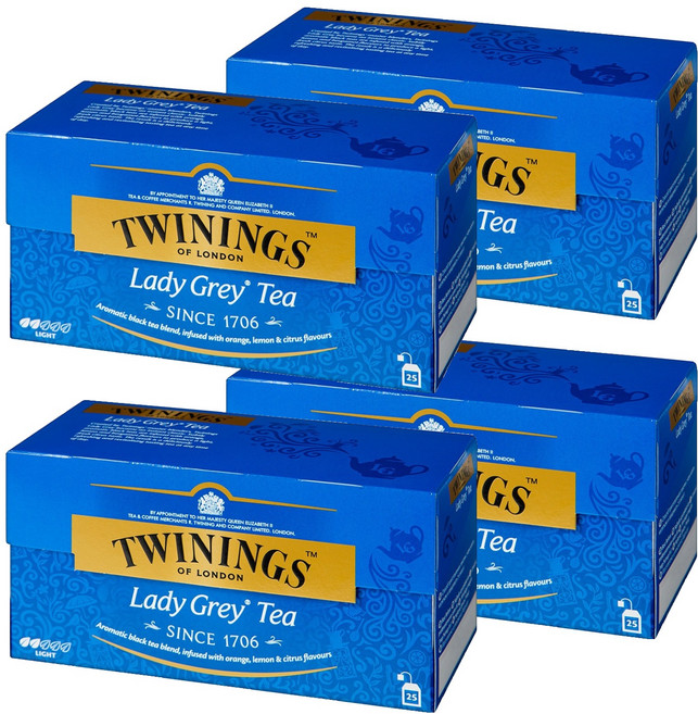 TWININGS 唐寧茶 伯爵夫人紅茶茶包, 50g, 25入, 4個
