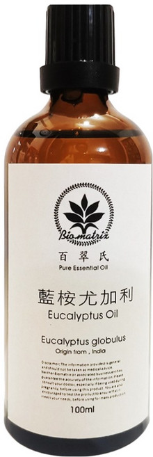 Bio-matrix 百翠氏 藍桉尤加利純精油 100ml 清新木質香 淨化空氣 舒緩身心壓力, 1瓶