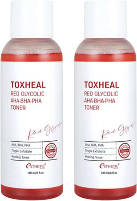 Toxheal 紅色甘醇酸AHA BHA PHA化妝水, 2個, 180ml